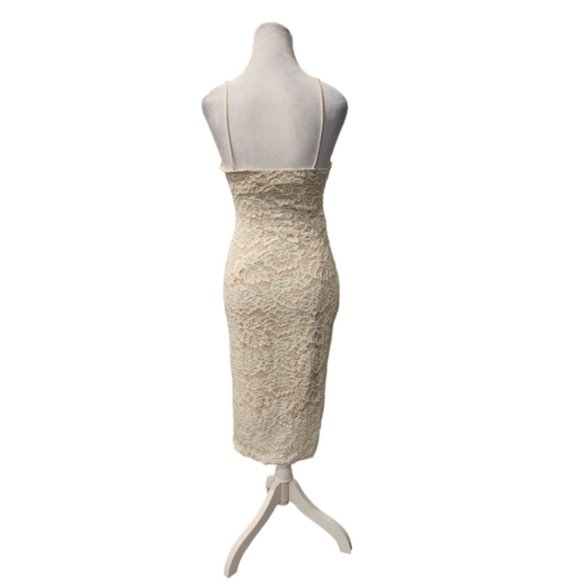 SOLD - Beautiful White Lace Midi Dress with Spaghetti Straps - Picture 4 of 9